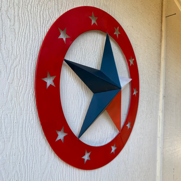 24" WIDE BAND RING BARN STAR METAL LONE STAR 3d WALL ART WESTERN HOME DECOR HANDMADE NEW #EH12758