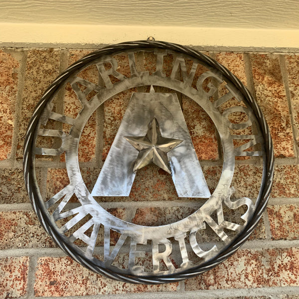 UTA ARLINGTON CUSTOM RAW METAL VINTAGE CRAFT TEAM SIGN WETSERN HOME DECOR HANDMADE