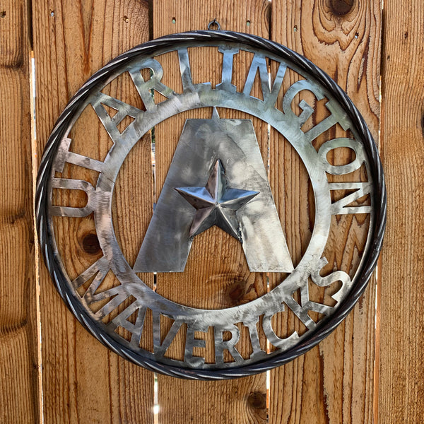 UTA ARLINGTON CUSTOM RAW METAL VINTAGE CRAFT TEAM SIGN WETSERN HOME DECOR HANDMADE