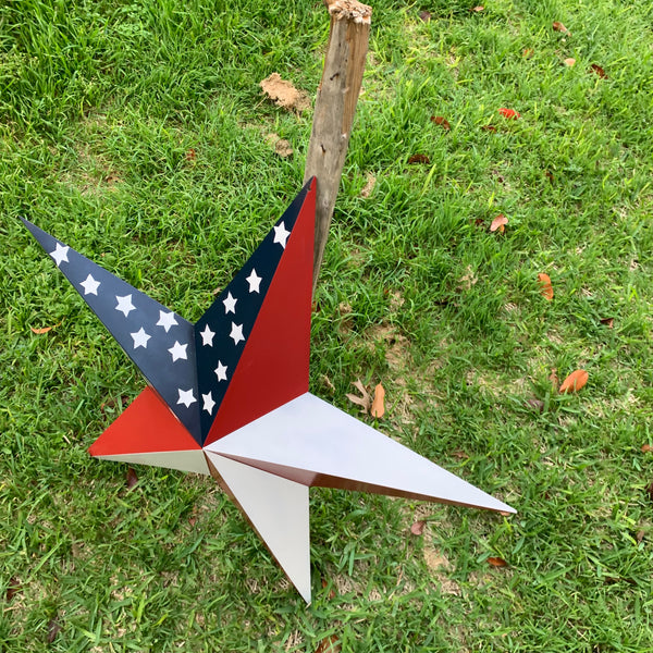 USA FLAG STAR STYLE# 5 RED WHITE & BLUE AMERICANA METAL BARN STAR WALL ART HANDMADE TO ORDER NEW