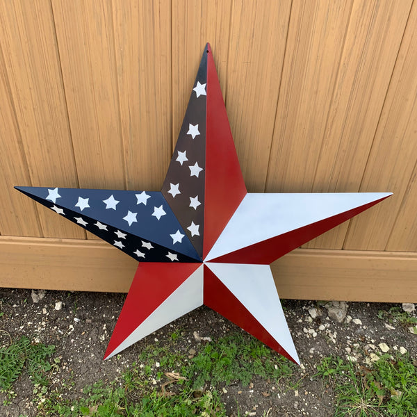 USA FLAG STAR STYLE# 5 RED WHITE & BLUE AMERICANA METAL BARN STAR WALL ART HANDMADE TO ORDER NEW