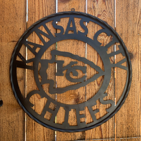 KANSAS CITY CHIEFS BLACK CUSTOM METAL LASERCUT VINTAGE CRAFT TEAM DECOR HANDMADE