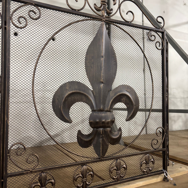 FLEUR DE LIS METAL FIREPLACE SCREEN 39" X 32.25" WESTERN HOME DECOR HANDMADE #EH80006