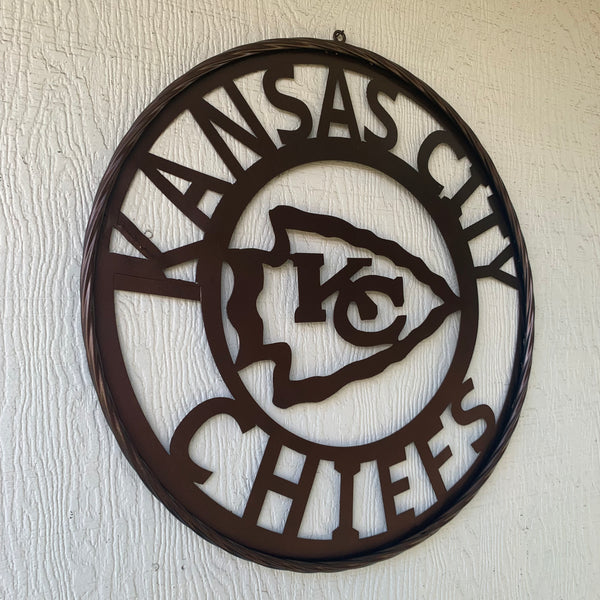 KANSAS CITY CHIEFS RUSTIC BRONZE CUSTOM METAL LASERCUT VINTAGE CRAFT TEAM DECOR HANDMADE