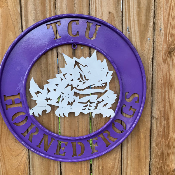 18",24",32" TCU HORNED FROGS CUSTOM METAL VINTAGE CRAFT TEAM SIGN WESTERN HOME DECOR HANDMADE