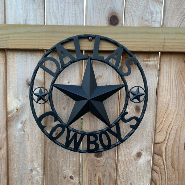 18" DALLAS COWBOYS BLACK STAR CUSTOM METAL VINTAGE LONE STAR WESTERN HOME DECOR HANDMADE