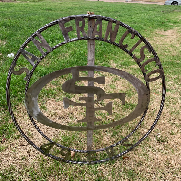 36" SAN FRANCISCO 49ERS CUSTOM RAW METAL VINTAGE CRAFT TEAM SIGN HAND MADE IN USA