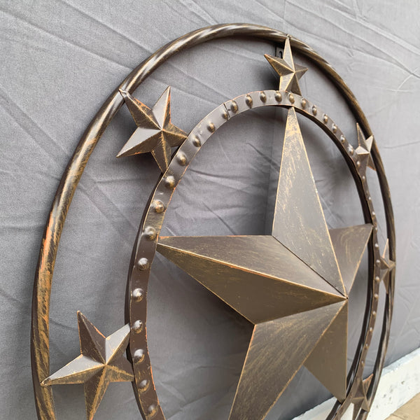 24" MULTI STAR BEADED COLIBROX BARN STAR METAL LONESTAR WESTERN HOME DECOR HANDMADE RUSTIC DARK BRONZE NEW