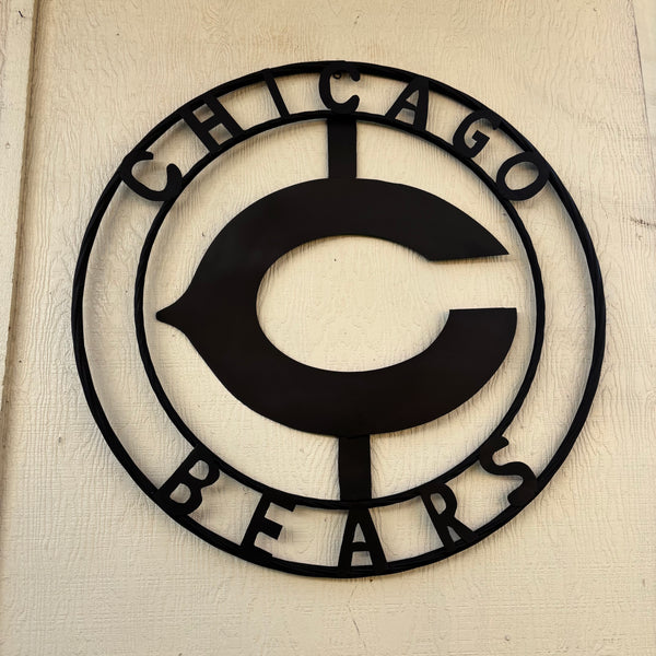 CHICAGO BEARS CUSTOM METAL VINTAGE CRAFT SIGN TEAM RISTIC BLACK HANDMADE