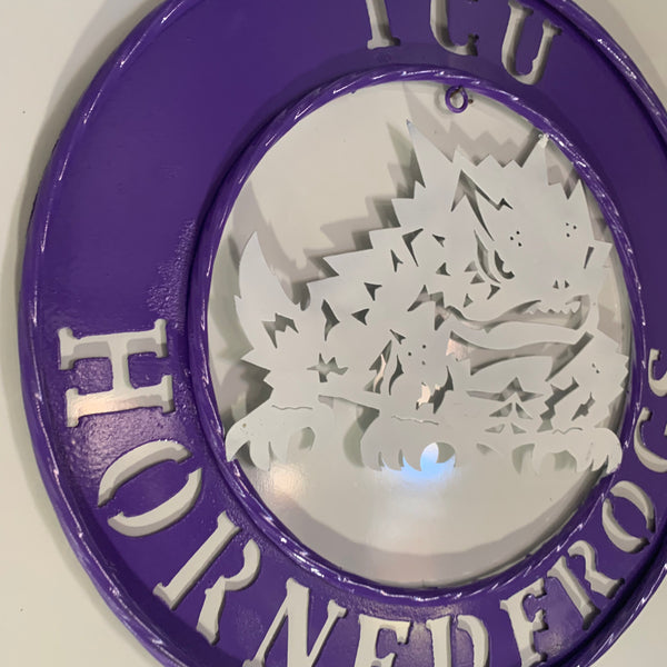 18",24",32" TCU HORNED FROGS CUSTOM METAL VINTAGE CRAFT TEAM SIGN WESTERN HOME DECOR HANDMADE