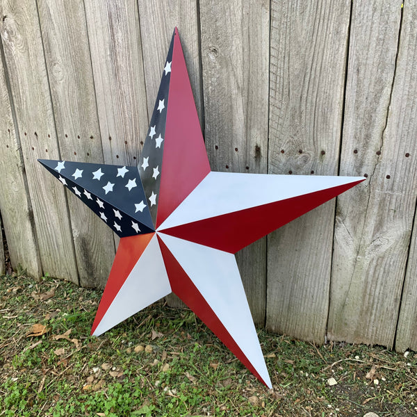 USA FLAG STAR STYLE# 5 RED WHITE & BLUE AMERICANA METAL BARN STAR WALL ART HANDMADE TO ORDER NEW