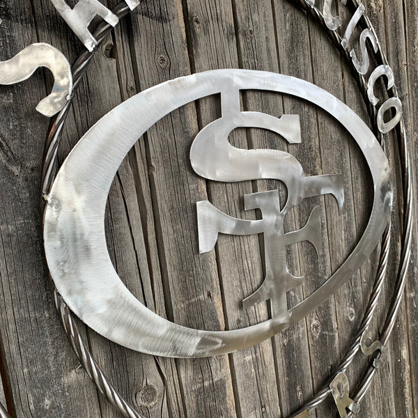 36" SAN FRANCISCO 49ERS CUSTOM RAW METAL VINTAGE CRAFT TEAM SIGN HANDMADE