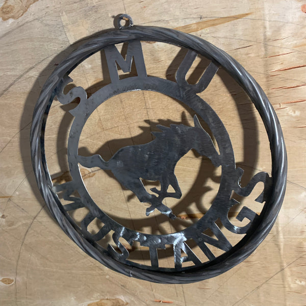 12",18",24",32",36" SMU MUSTANGS RAW METAL CUSTOM VINTAGE CRAFT WALL ART TEAM SIGN HANDMADE