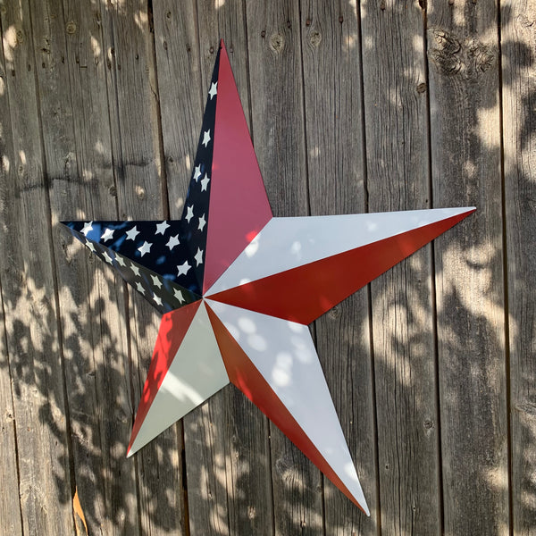 USA FLAG STAR STYLE# 5 RED WHITE & BLUE AMERICANA METAL BARN STAR WALL ART HANDMADE TO ORDER NEW