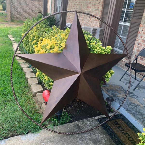LONE STAR 60" BARN STAR METAL RUSTIC  BRONZE VINTAGE COPPER WALL ART WESTERN HOME DECOR HANDMADE NEW EH10524