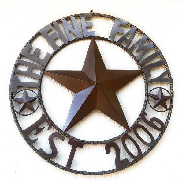 FINE FAMILY STYLE YOUR CUSTOM NAME STAR BARN STAR METAL LONE STAR WESTERN HOME DECOR RUSTIC BRONZE HANDMADE 24",32",36",50"