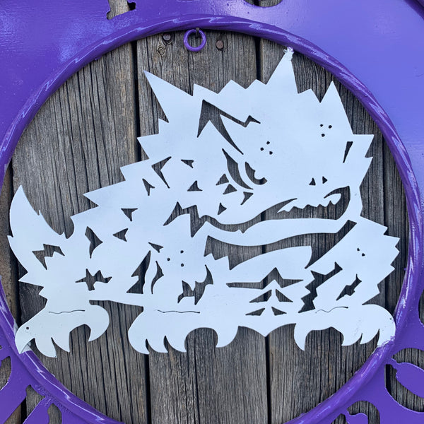 18",24",32" TCU HORNED FROGS CUSTOM METAL VINTAGE CRAFT TEAM SIGN WESTERN HOME DECOR HANDMADE