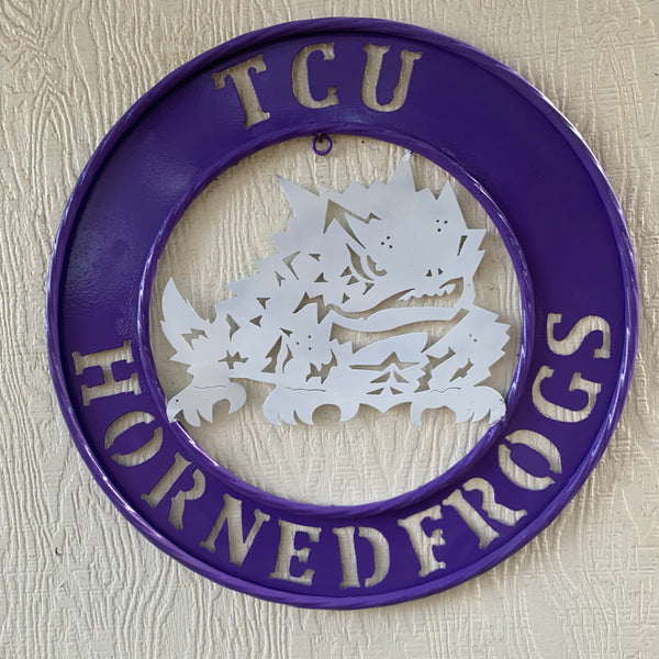 18",24",32" TCU HORNED FROGS CUSTOM METAL VINTAGE CRAFT TEAM SIGN WESTERN HOME DECOR HANDMADE