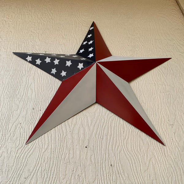 USA FLAG STAR STYLE# 5 RED WHITE & BLUE AMERICANA METAL BARN STAR WALL ART HANDMADE TO ORDER NEW