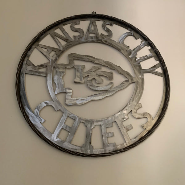 KANSAS CITY CHIEFS RAW METAL CUSTOM METAL LASERCUT VINTAGE CRAFT TEAM DECOR HANDMADE