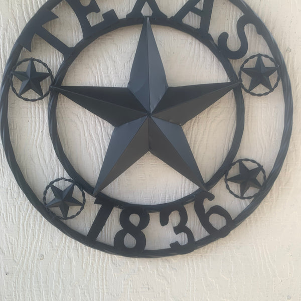 TEXAS 1836 BLACK BARN STAR METAL LONESTAR WESTERN HOME DECOR HANDMADE NEW 16",24",36",50"