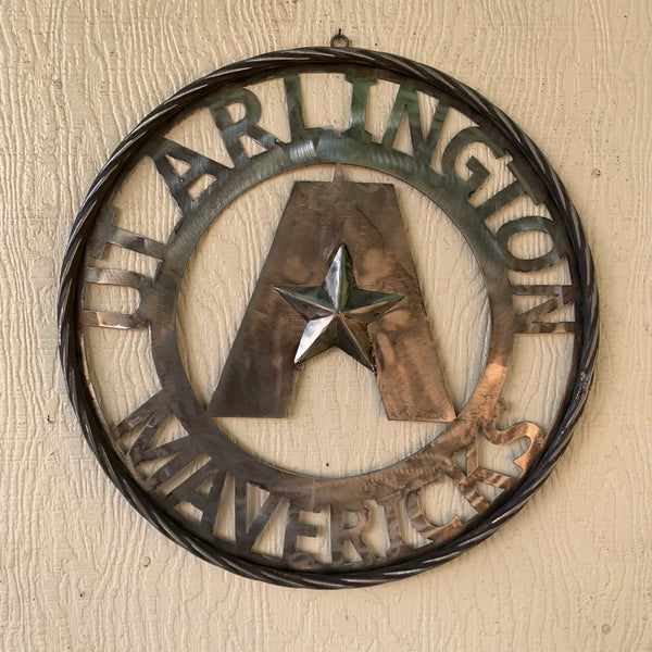 UTA ARLINGTON CUSTOM RAW METAL VINTAGE CRAFT TEAM SIGN WETSERN HOME DECOR HANDMADE