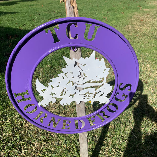 18",24",32" TCU HORNED FROGS CUSTOM METAL VINTAGE CRAFT TEAM SIGN WESTERN HOME DECOR HANDMADE