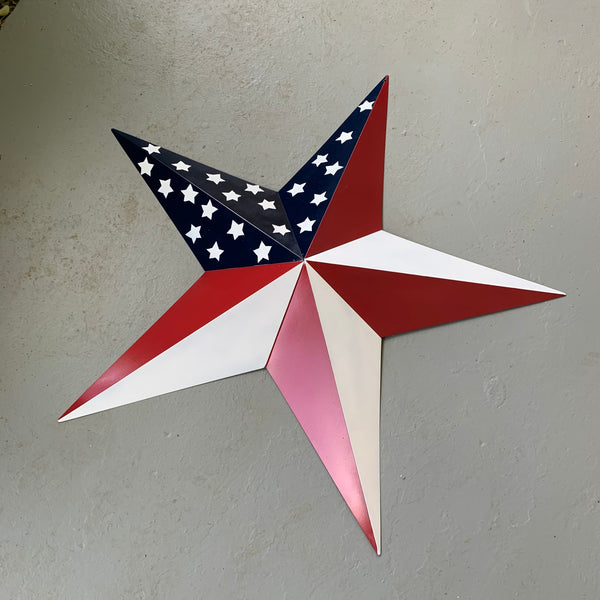 USA FLAG STAR STYLE# 5 RED WHITE & BLUE AMERICANA METAL BARN STAR WALL ART HANDMADE TO ORDER NEW