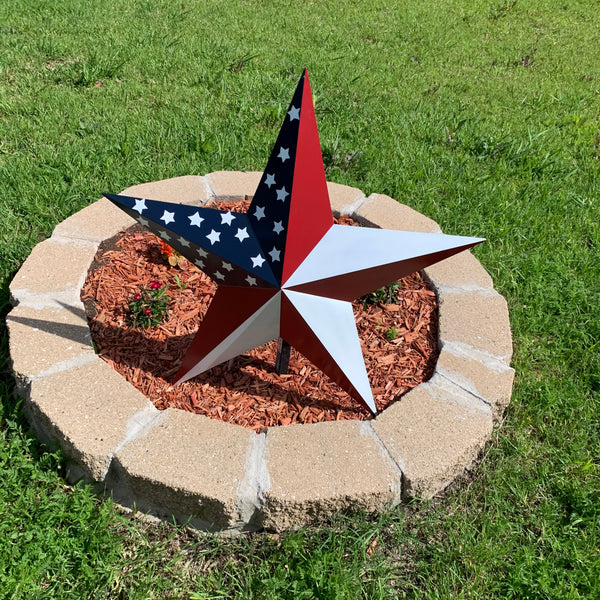 USA FLAG STAR STYLE# 5 RED WHITE & BLUE AMERICANA METAL BARN STAR WALL ART HANDMADE TO ORDER NEW