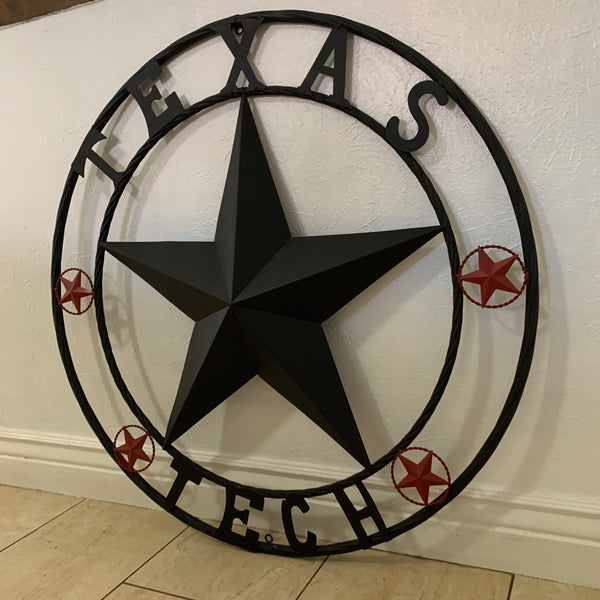 TEXAS TECH BARN STAR METAL LONESTAR CUSTOM VINTAGE METAL TEAM CRAFT ART WESTERN HOME DECOR SIZE:24",32",36",40",50"