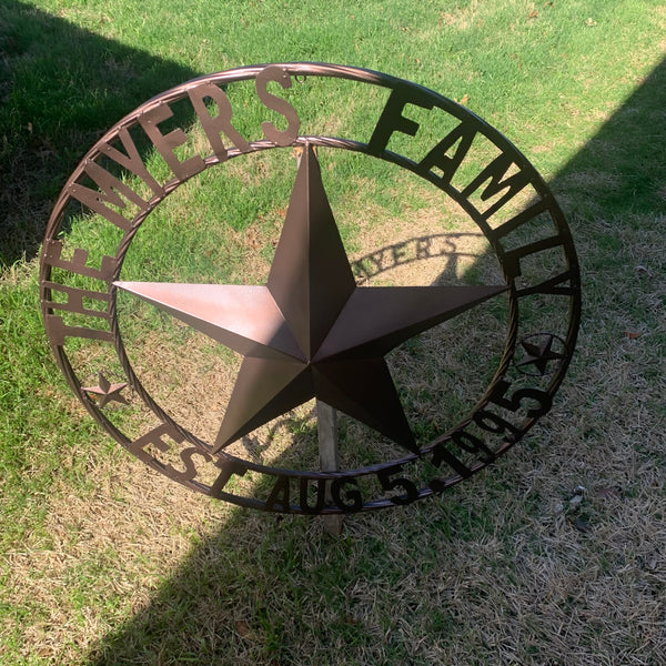 MYERS STYLE YOUR CUSTOM NAME STAR BARN STAR METAL LONE STAR WESTERN HOME DECOR RUSTIC BLACK HANDMADE 24",32",36",50"