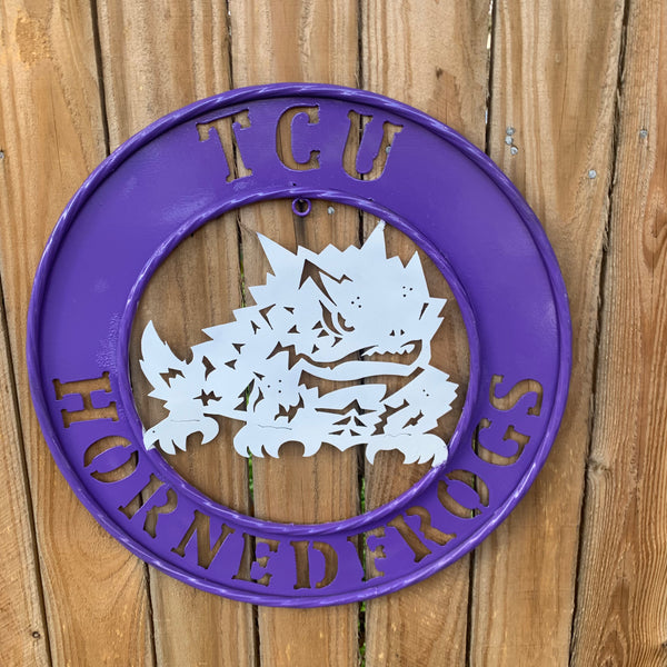 18",24",32" TCU HORNED FROGS CUSTOM METAL VINTAGE CRAFT TEAM SIGN WESTERN HOME DECOR HANDMADE