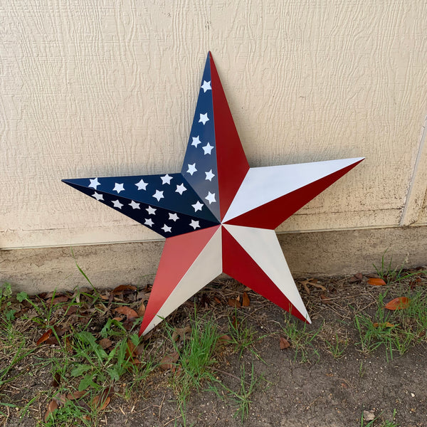 USA FLAG STAR STYLE# 5 RED WHITE & BLUE AMERICANA METAL BARN STAR WALL ART HANDMADE TO ORDER NEW