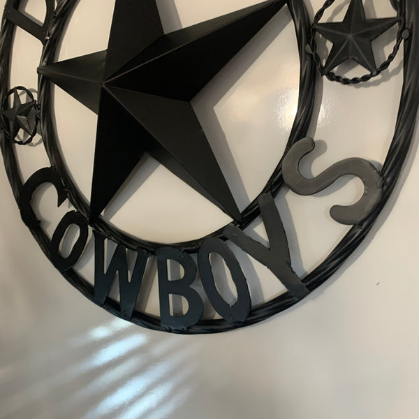 18" DALLAS COWBOYS BLACK STAR CUSTOM METAL VINTAGE LONE STAR WESTERN HOME DECOR HANDMADE