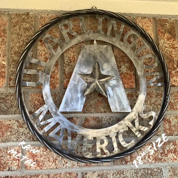 UTA ARLINGTON CUSTOM RAW METAL VINTAGE CRAFT TEAM SIGN WETSERN HOME DECOR HANDMADE