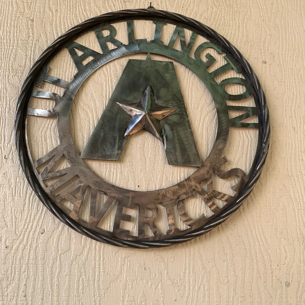 UTA ARLINGTON CUSTOM RAW METAL VINTAGE CRAFT TEAM SIGN WETSERN HOME DECOR HANDMADE