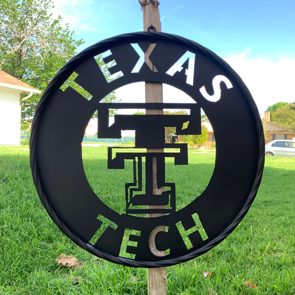 12",18",24",32",36" TEXAS TECH RUSTIC BLACK CUSTOM METAL VINTAGE CRAFT TEAM SIGN HANDMADE TO ORDER