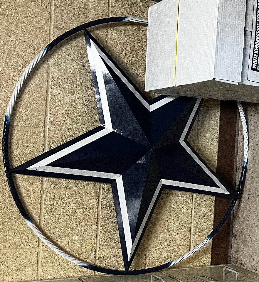 #EH10654 DALLAS COWBOYS NAVY BLUE & SILVER OUTLINE CUSTOM METAL VINTAGE CRAFT LONESTAR WESTERN HOME DECOR HANDMADE