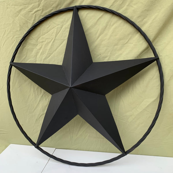 RUSTIC BLACK BARN STAR 3d TWISTED ROPE RING WESTERN HOME DECOR HANDMADE NEW 3" TO 72"-#EH10608