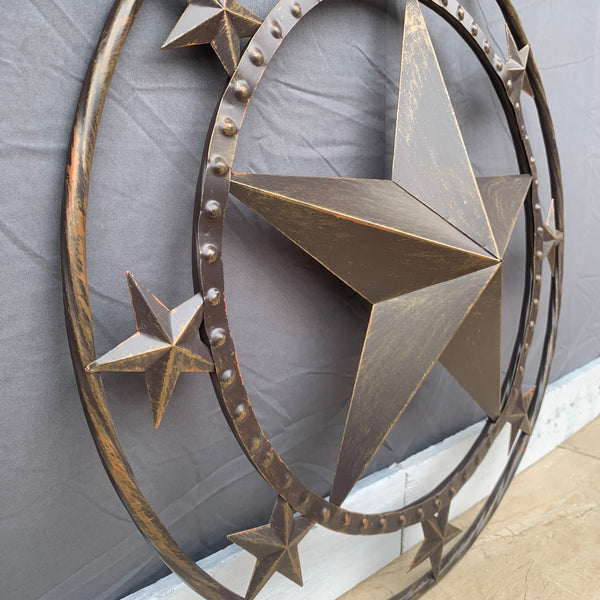 24" MULTI STAR BEADED COLIBROX BARN STAR METAL LONESTAR WESTERN HOME DECOR HANDMADE RUSTIC DARK BRONZE NEW