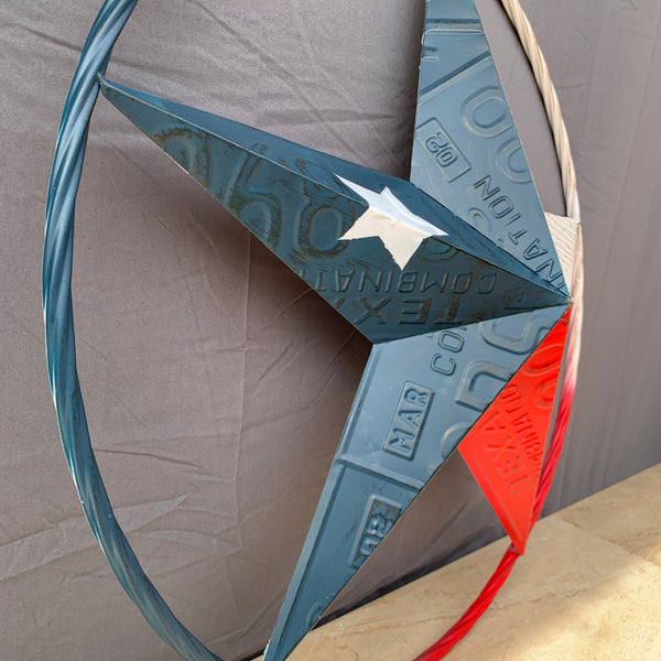 TEXAS LICENSE PLATE STAR RED WHITE & BLUE BARN METAL LONE STAR WESTERN HOME DECOR HANDMADE NEW 12",16",24",32",36"