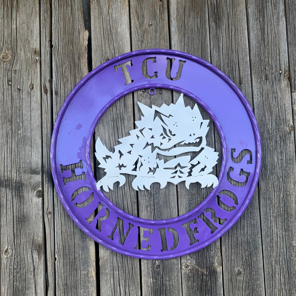 18",24",32" TCU HORNED FROGS CUSTOM METAL VINTAGE CRAFT TEAM SIGN WESTERN HOME DECOR HANDMADE