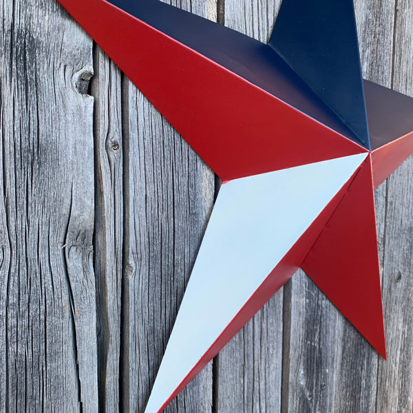16",24",36" RED WHITE & BLUE METAL BARN STAR METAL WALL ART HANDMADE