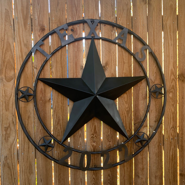 TEXAS 2022 STYLE CUSTOM NAME STAR BARN METAL LONE STAR 3d TWISTED ROPE RING WESTERN HOME DECOR RUSTIC  BLACK HANDMADE 24",32",34",36",40",42",44",46",50"