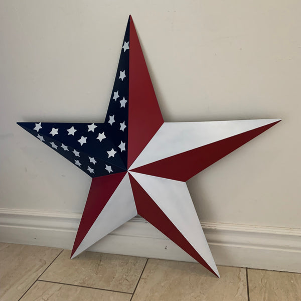USA FLAG STAR STYLE# 5 RED WHITE & BLUE AMERICANA METAL BARN STAR WALL ART HANDMADE TO ORDER NEW