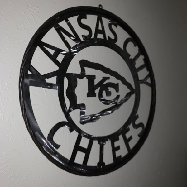 KANSAS CITY CHIEFS RAW METAL CUSTOM METAL LASERCUT VINTAGE CRAFT TEAM DECOR HANDMADE