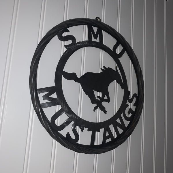12",18",24",32",36" SMU MUSTANGS RAW METAL CUSTOM VINTAGE CRAFT WALL ART TEAM SIGN HANDMADE