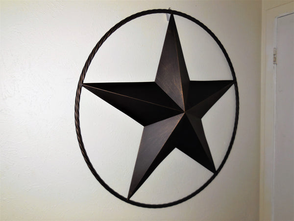 12" TO 72" BARN METAL STAR TWISTED ROPE RING RUSTIC BRONZE COPPER WESTERN HOME DECOR HANDMADE #EH10008