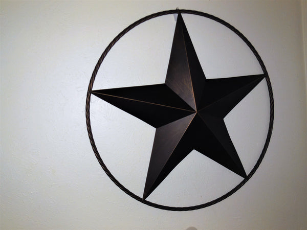 36" RUSTIC BRONZE COPPER BARN STAR METAL LONE STAR TWISTED ROPE RING WALL ART WESTERN HOME DECOR HANDMADE NEW #EH10011