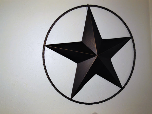 12" TO 72" BARN METAL STAR TWISTED ROPE RING RUSTIC BRONZE COPPER WESTERN HOME DECOR HANDMADE #EH10008